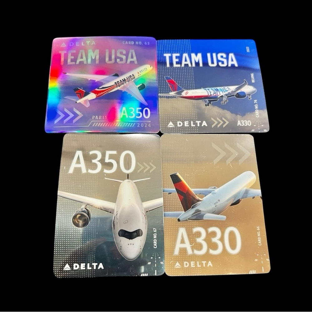 Delta Airbus A330 A350 Team USA Blue Boeing Pilot Trading Cards Set of 4 New
